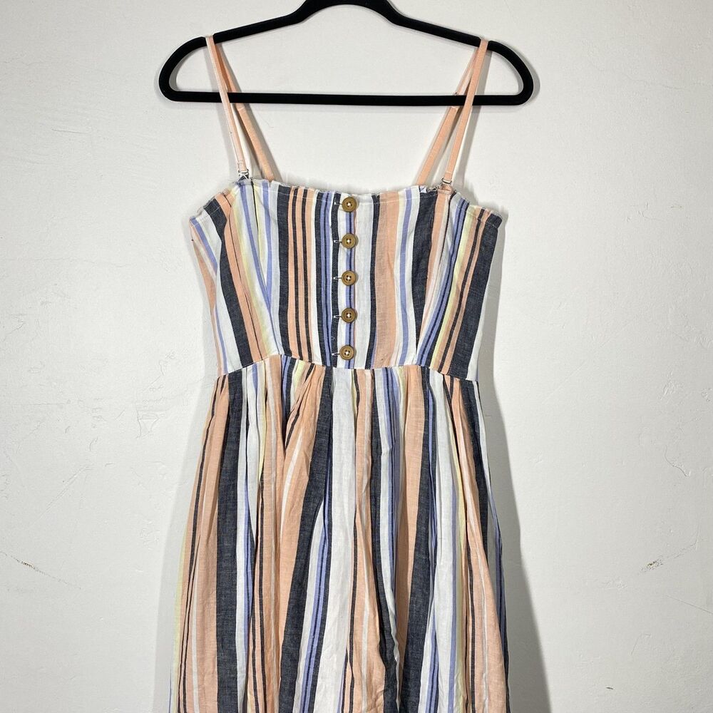Free People Dress Womens Medium Lilah Pleated Tube Striped Sundress Cotton - Picture 2 of 12